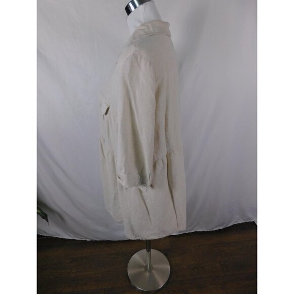 Lane Bryant Shirt Womens 18/20 Beige Linen Blend Tunic 3/4 Sleeve Plus Size - Picture 6 of 12